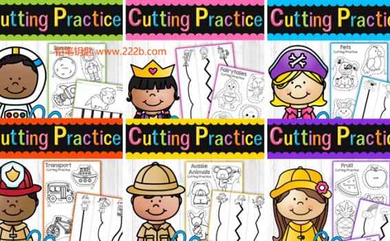 《Cutting Practice Bundle – 180 Themed Pages!》6册幼儿剪纸 百度云网盘下载