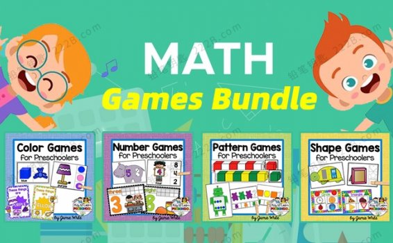 《Math Games Bundle》四册数学基础启蒙英文游戏素材包PDF 百度云网盘下载